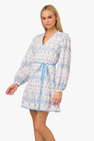 Robe patineuse - Bleu clair et écru