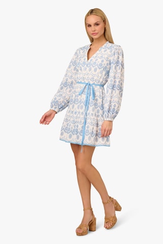 Robe patineuse - Bleu clair et écru
