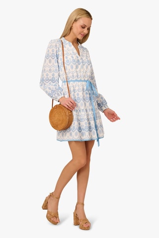 Robe patineuse - Bleu clair et écru
