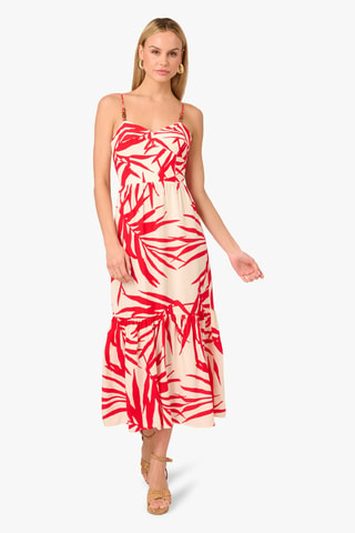 Robe midi - Rouge et écru