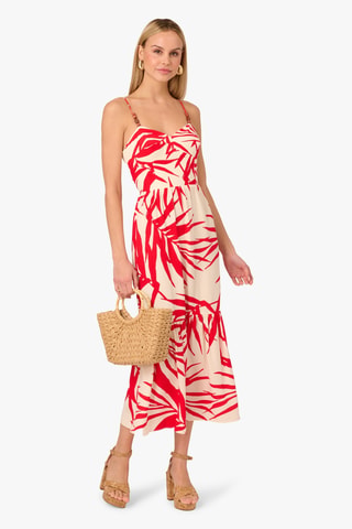 Robe midi - Rouge et écru