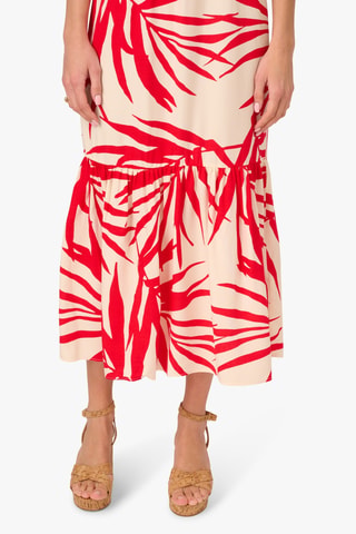 Robe midi - Rouge et écru