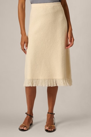 Jupe midi taille haute - Écru