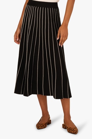 Jupe plissée taille haute - Écru et noir