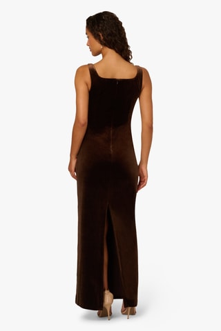 Robe longue en velours - Marron
