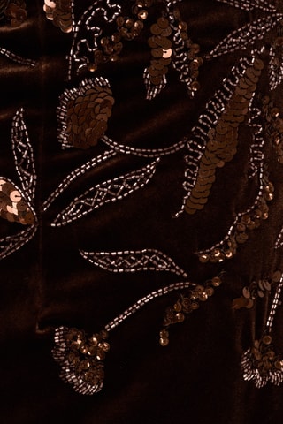 Robe longue en velours - Marron