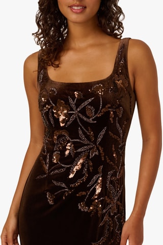 Robe longue en velours - Marron
