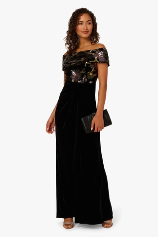Robe longue en velours - Noir
