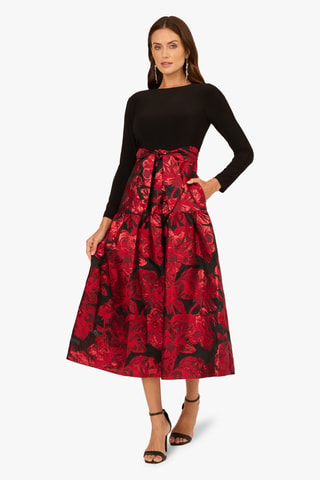Robe midi - Noir et rouge