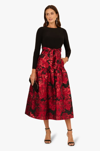 Robe midi - Noir et rouge