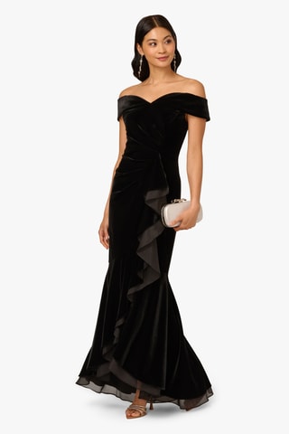 Robe longue en velours - Noir