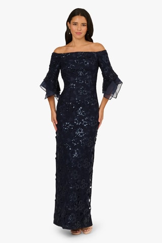 Robe longue en dentelle - Bleu