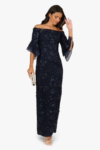Robe longue en dentelle - Bleu
