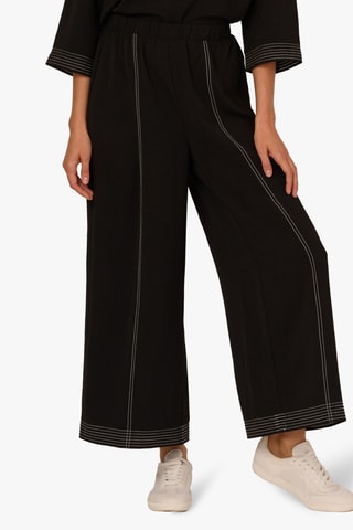 Pantalon wide legs - Écru et noir