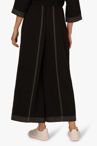 Pantalon wide legs - Écru et noir
