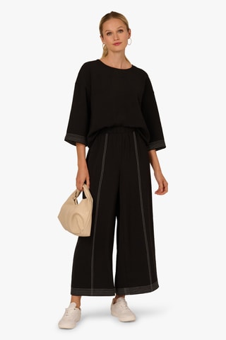 Pantalon wide legs - Écru et noir