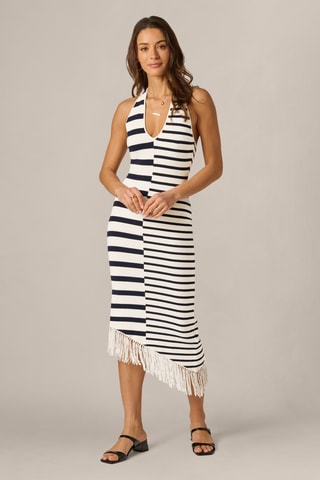 Robe midi - Bleu marine et écru