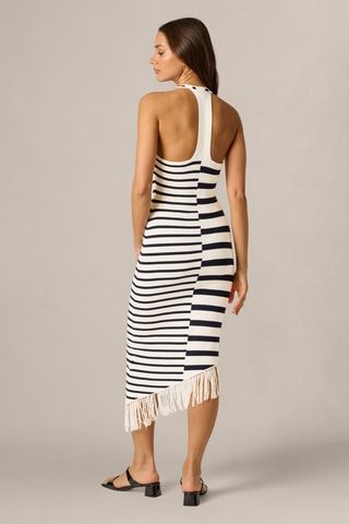 Robe midi - Bleu marine et écru