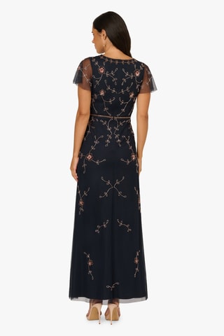 Robe longue - Bleu marine et rose