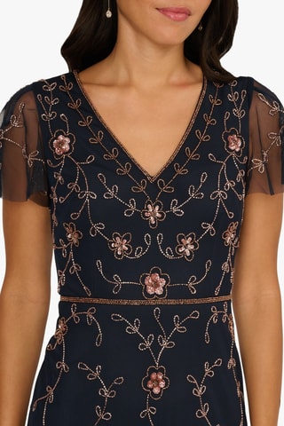 Robe longue - Bleu marine et rose