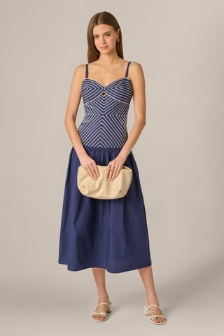 Robe midi - Bleu marine et écru
