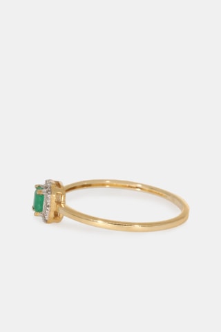 Bague - Or jaune 18 carats, émeraude et diamants