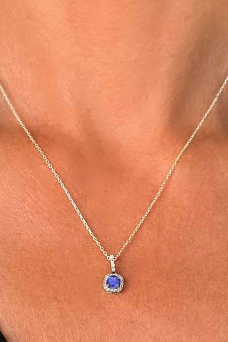 Pendentif - Or blanc, topazes et saphir