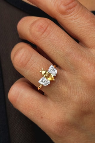 Bague - Or jaune, topazes et citrine