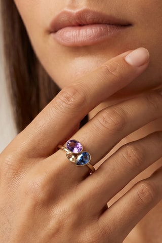 Bague - Or jaune, améthyste, topaze et citrine