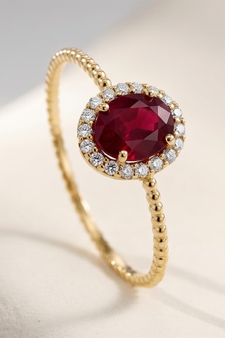 Bague - Or jaune, diamants et rubis