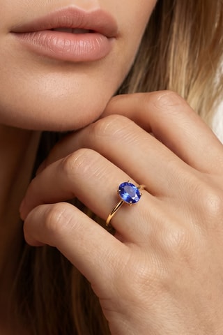 Bague - Or jaune et tanzanite
