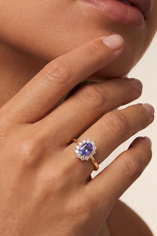 Bague - Or jaune, argent, topazes et tanzanite