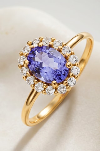 Bague - Or jaune, argent, topazes et tanzanite