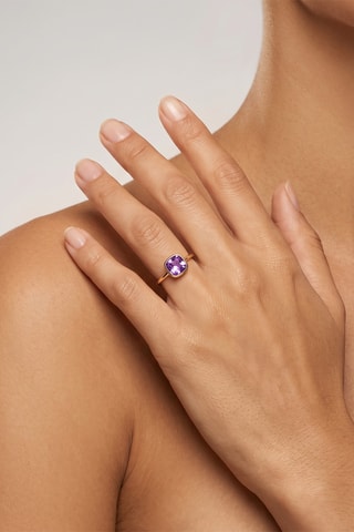 Bague Or jaune et améthyste