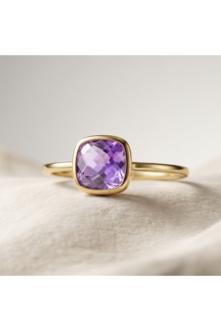 Bague Or jaune et améthyste
