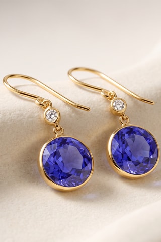 Boucles d'oreilles - Or jaune, topazes et tanzanites