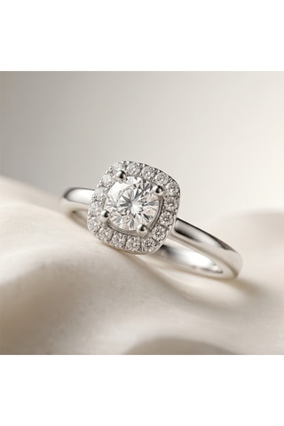 Bague - Or blanc, diamants et solitaire