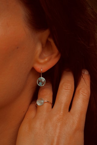 Boucles d'oreille Or blanc et topaze