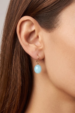 Boucles d'oreilles - Or jaune - Calcédoines aqua