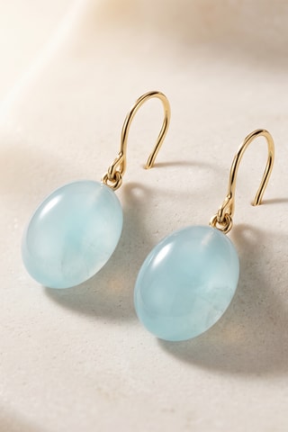 Boucles d'oreilles - Or jaune - Calcédoines aqua