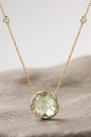 Collier - Or jaune - Diamants et améthyste