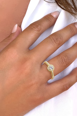 Bague - Or jaune, diamants et topaze