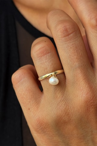 Bague - Or jaune et perle de culture