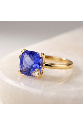 Bague - Or jaune, diamant et quartz