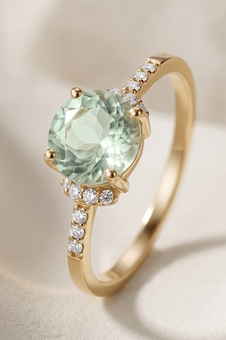 Bague - Or jaune, diamants et améthyste