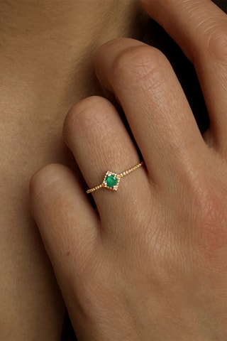 Bague - Or jaune et émeraude