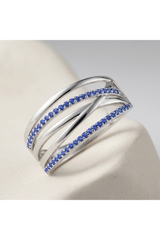 Bague - Or blanc et saphirs