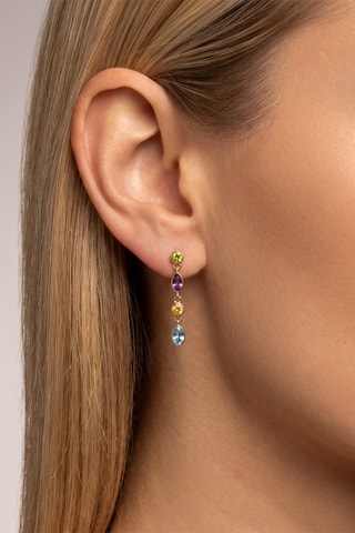 Boucles d'oreilles - Or jaune, péridots, citrines, améthystes et topazes