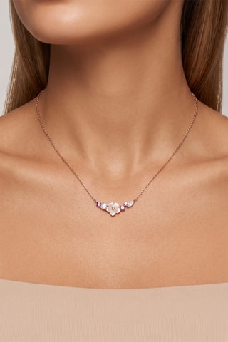 Collier - Or rose, perles de culture, topaze, améthystes et grenat