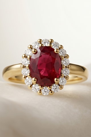 Bague - Or jaune, topazes et rubis